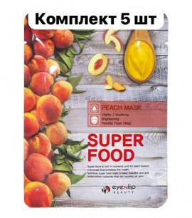 Eyenlip Комплект 5 шт Маска-салфетка с экстрактом персика Super Food Peach Mask