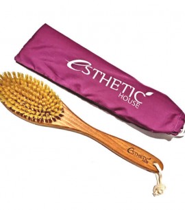 Esthetic House Дренажная щетка для сухого массажа из дерева с натуральной щетиной Dry Massage Brush